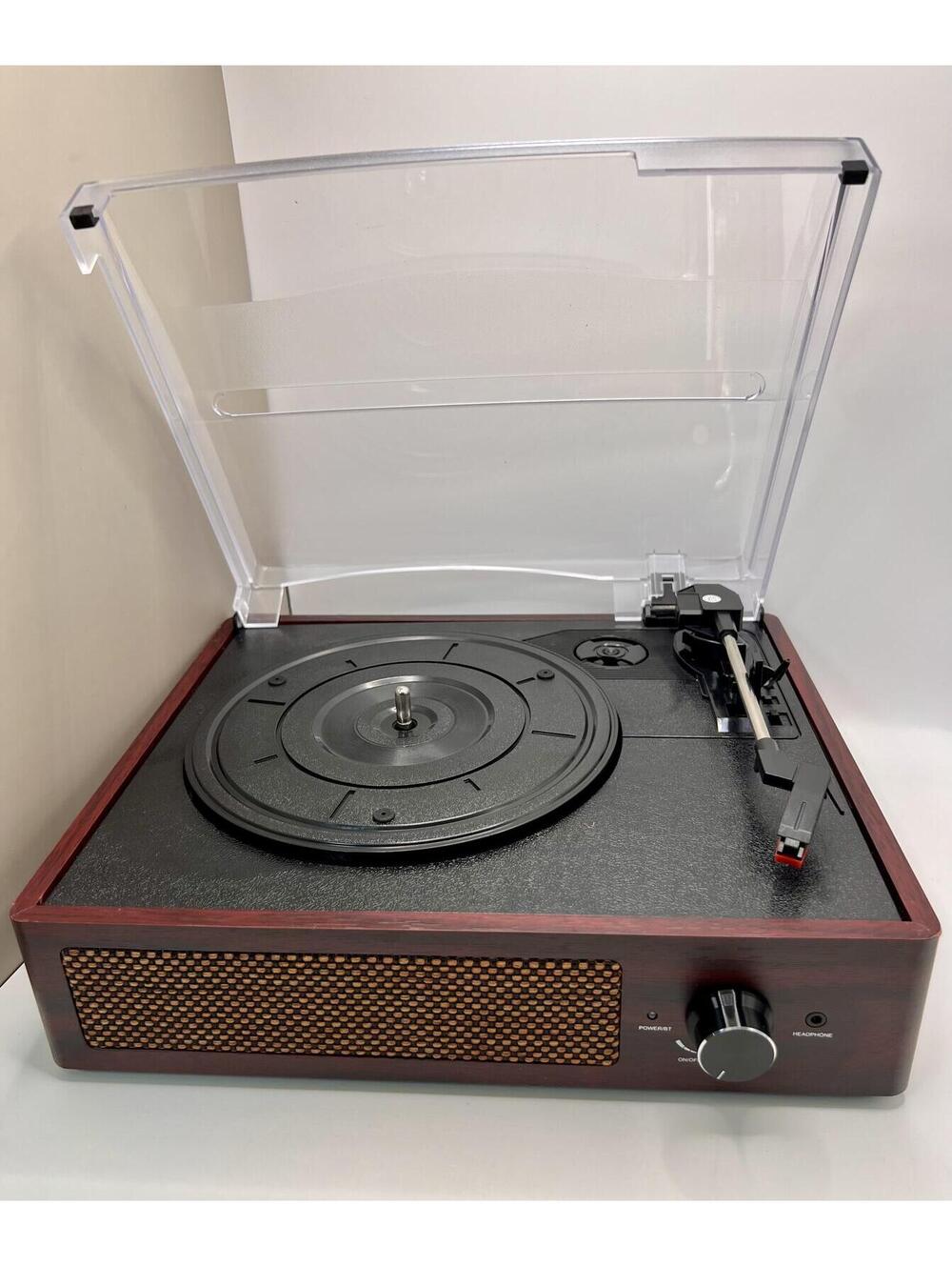 Vintage Vinyl Record Player Bluetooth Turntable 3-Speed w/ Speakers Portable